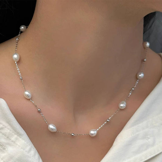 Elegant freshwater pearl starry sky necklace