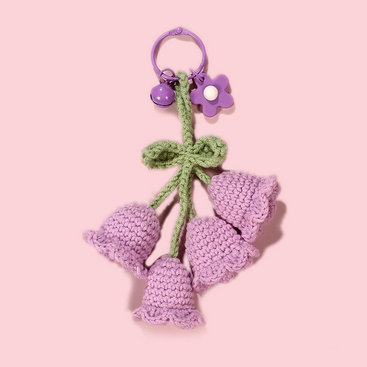 HANDWOVEN LILY OF THE VALLEY FLOWER KEYCHAIN