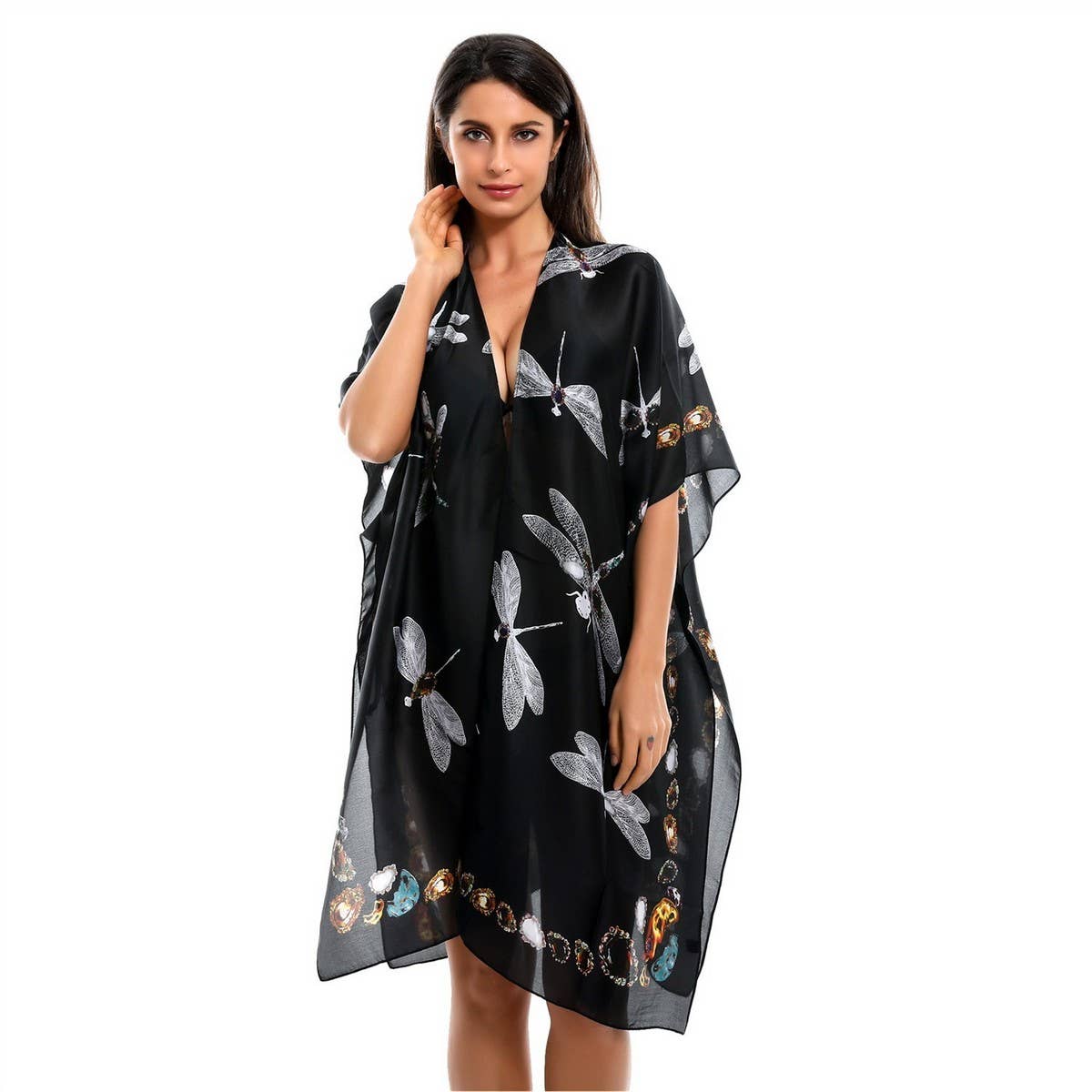 DRAGONFLY PRINTED KIMONOS,SUMMER CARDIGAN