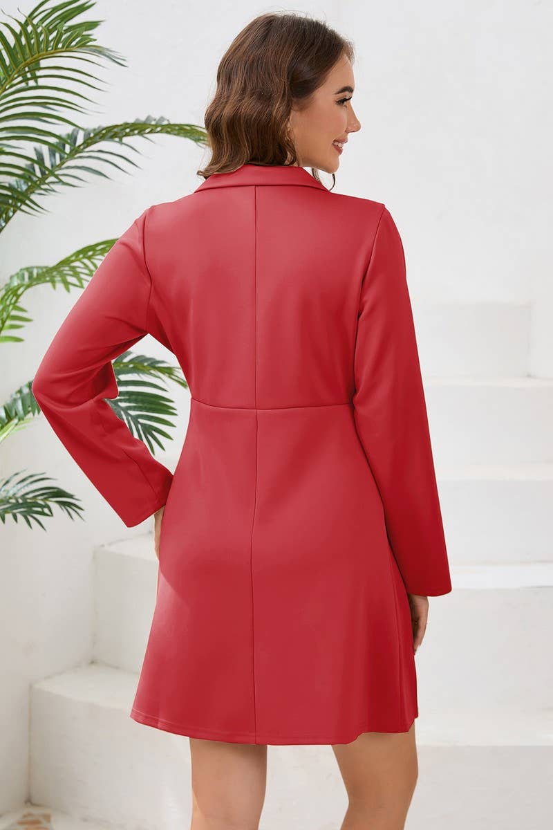 CWDSD6461_SINGLE BREASTED LAPEL PLEATED BUSINESS DRESS