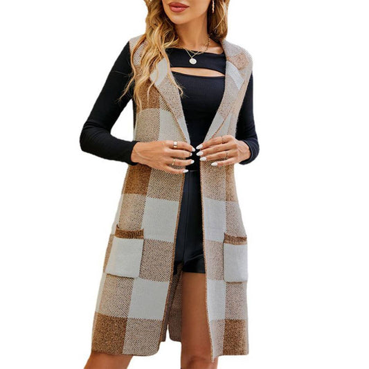 KNIT SLEEVELESS VEST SWEATER LONG WAISTCOAT