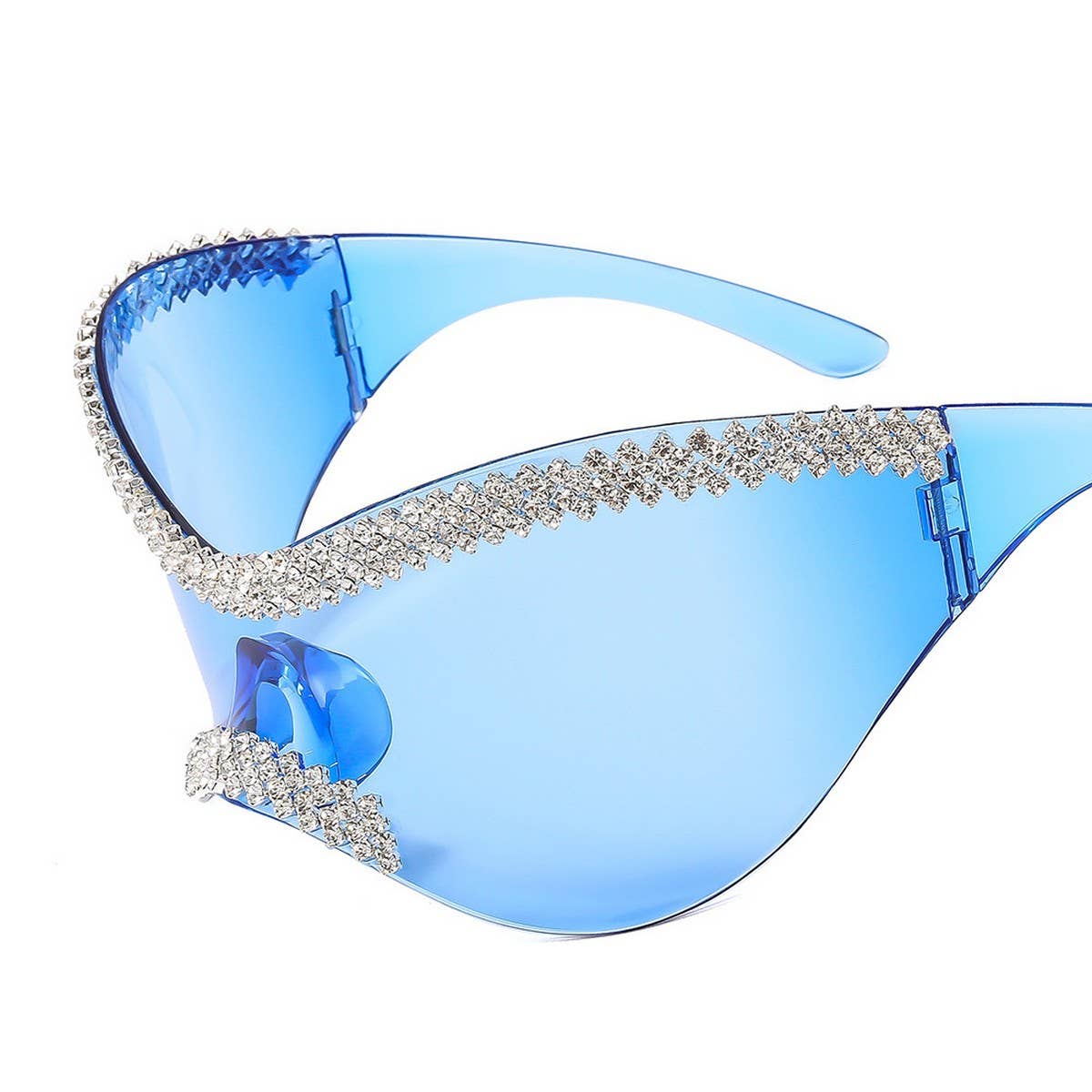 LUXURY RHINESTONE LARGE FRAME CYCLING SUNGLASSES
