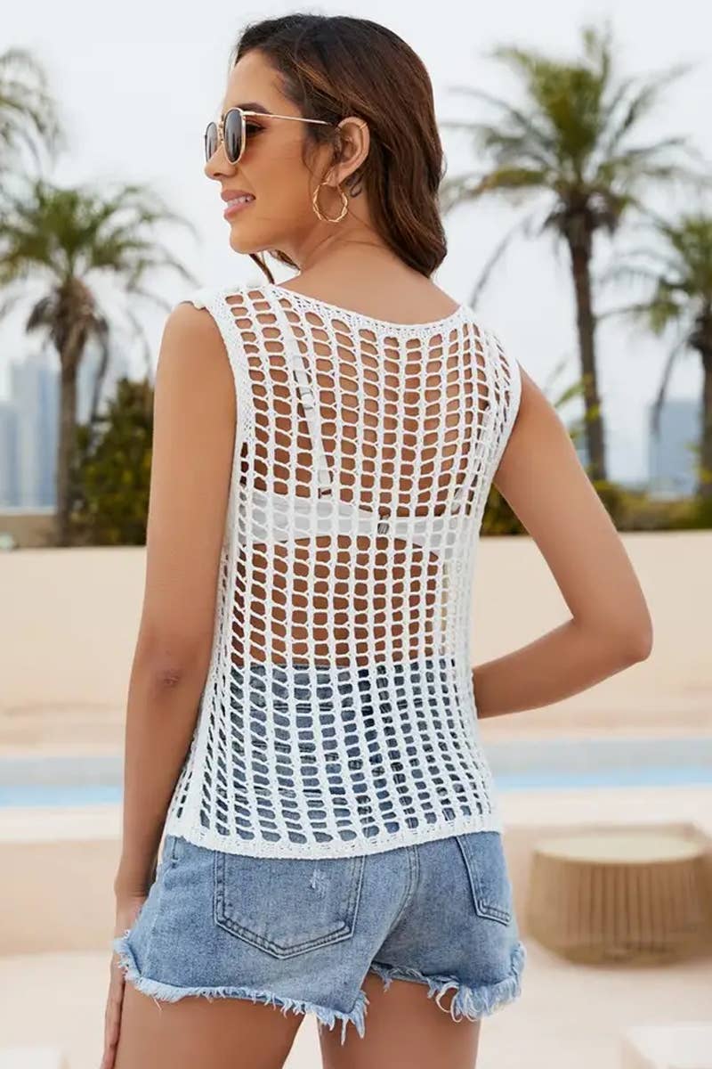 CWTBLS1760_SPRING AND SUMMER LOOSE FASHION HOLLOW CARDIGAN