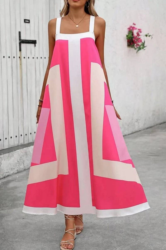 CWDMD6095_LOOSE PRINT FLOWY SPAGHETTI STRAP DRESS