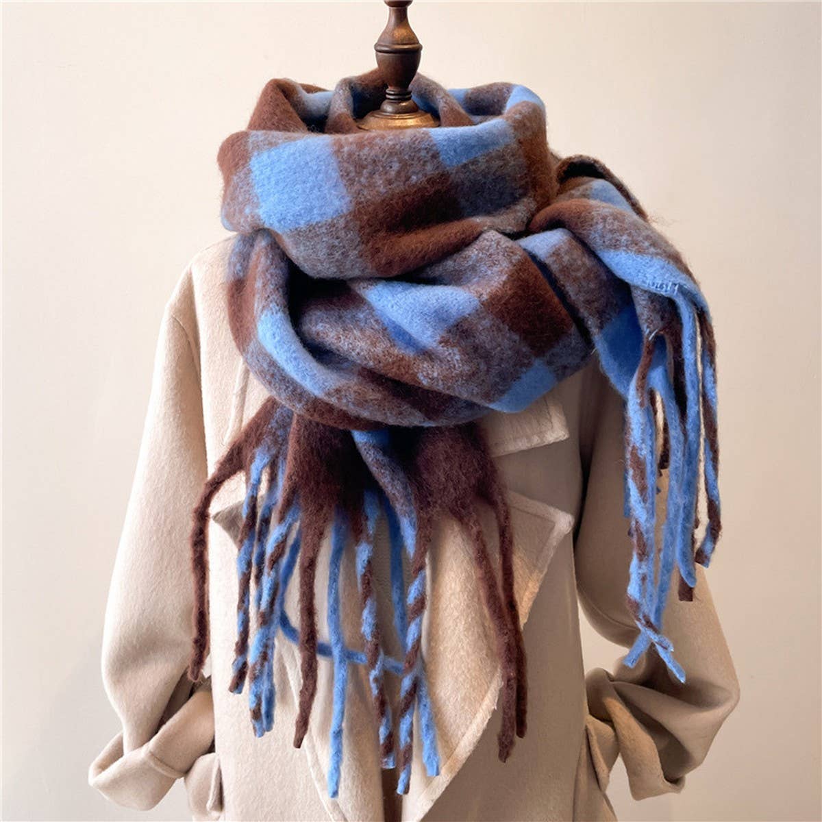 Plaid Winter Scarf Shawl - Thick Soft Unisex Wrap_CWASC0964