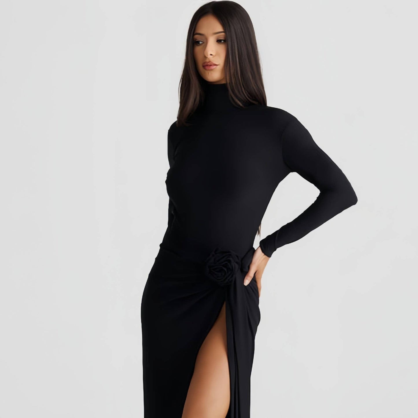 FASHION TURTLENECK HALTER JUMPSUIT SKIRT SUIT