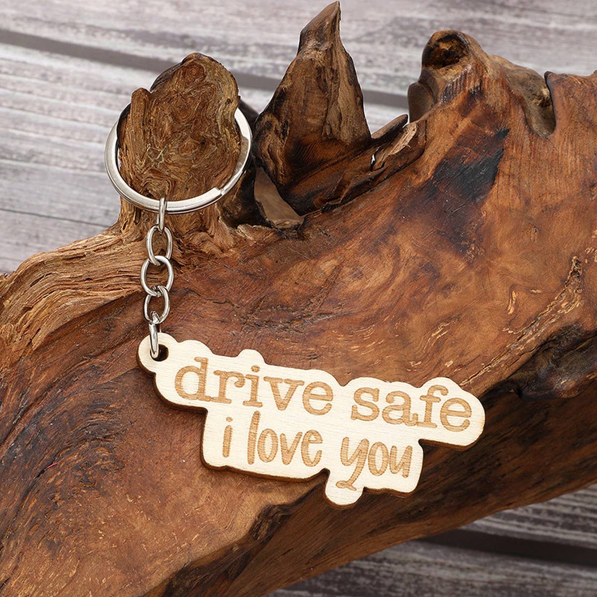 LASER ENGRAVED WOODEN KEYCHAIN