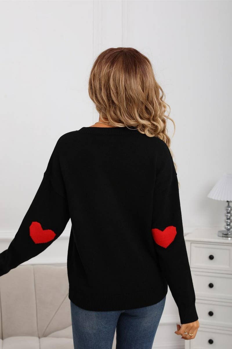 CWOSWL07589_HEART JACQUARD VALENTINE'S DAY KNIT TOP