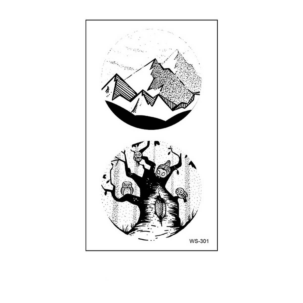 Minimalist Nature Tattoo Stickers ? Whale & Forest