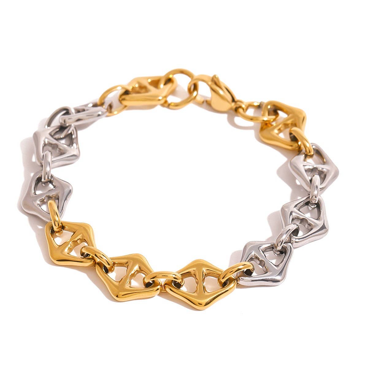 Two-Tone Metal Chain Bracelet in Titanium Steel