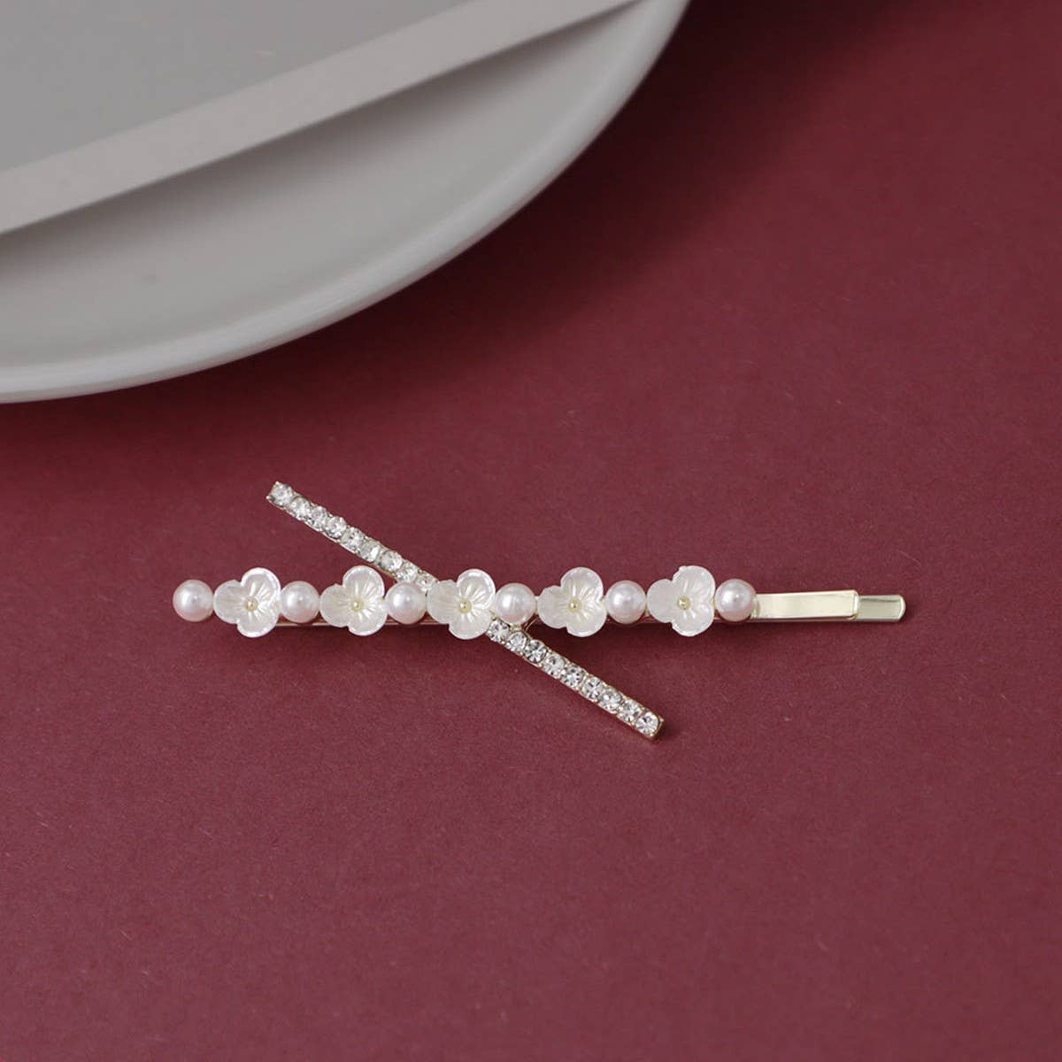 FLOWER PEARL BANGS CLIP ONE-LINE CLIP CUTE HAIRPIN