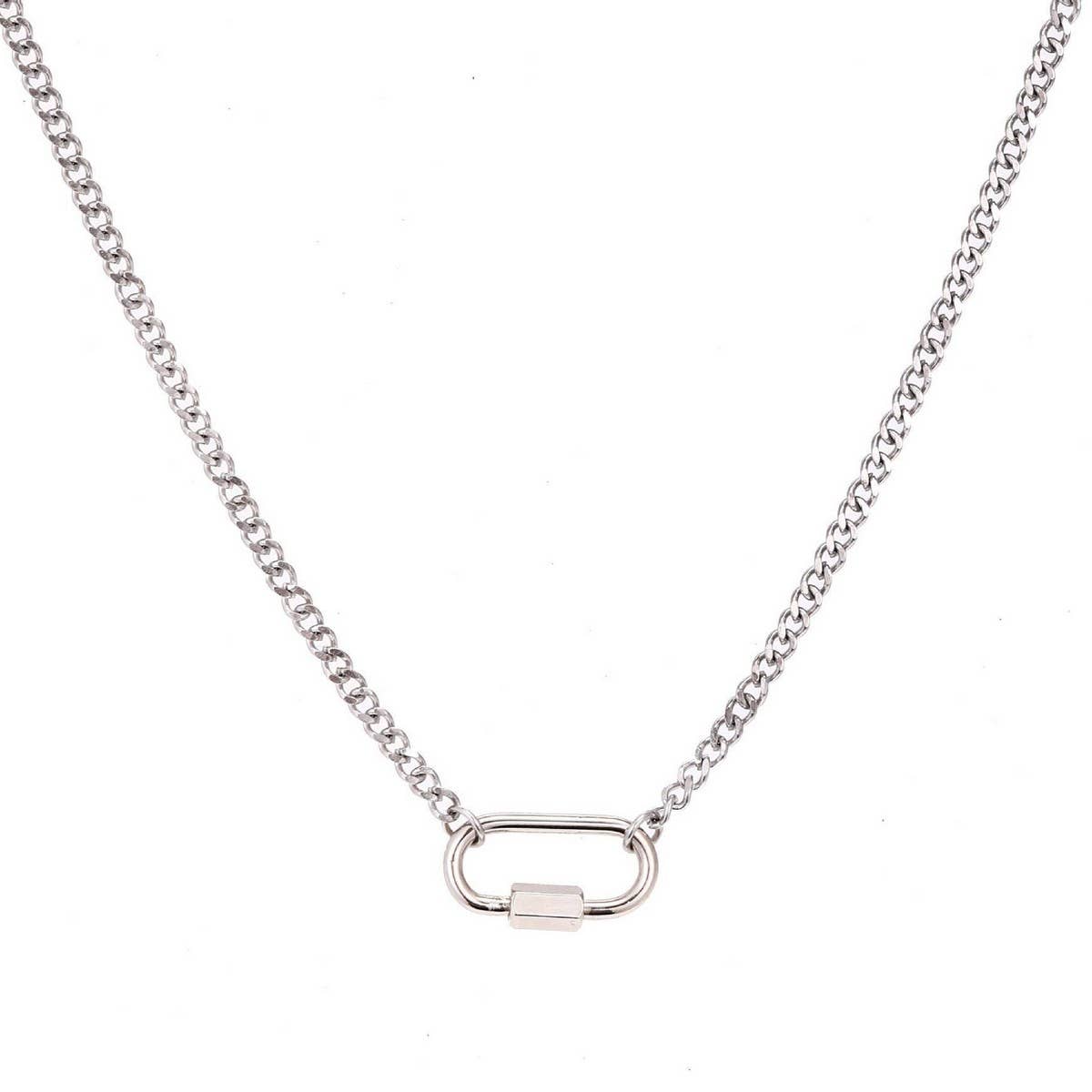 Basic loose chain heart round necklace_CWMM5711