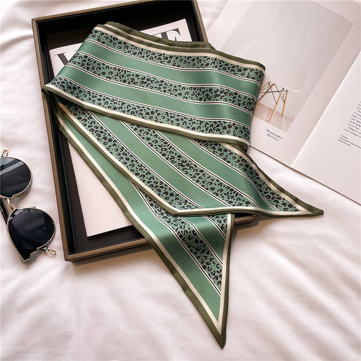 THIN SCARF FASHION PRINT RIBBON HEAD SCARF