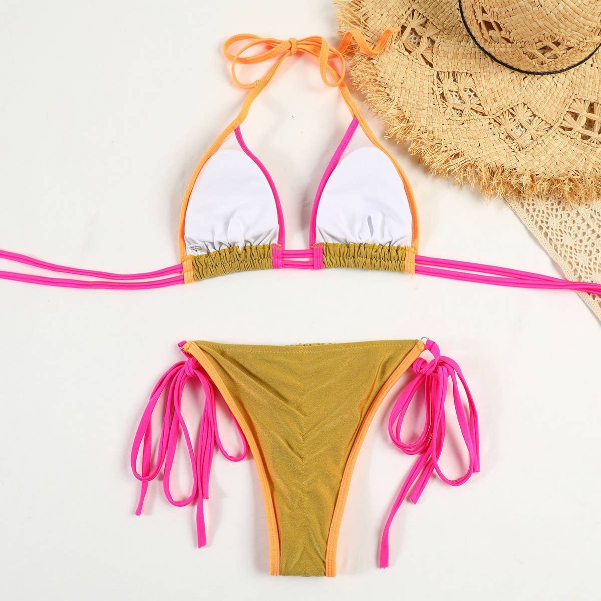 NEW SPLIT PRINTED STRAPPY BIKINI SWIMSUIT_CWMW0241