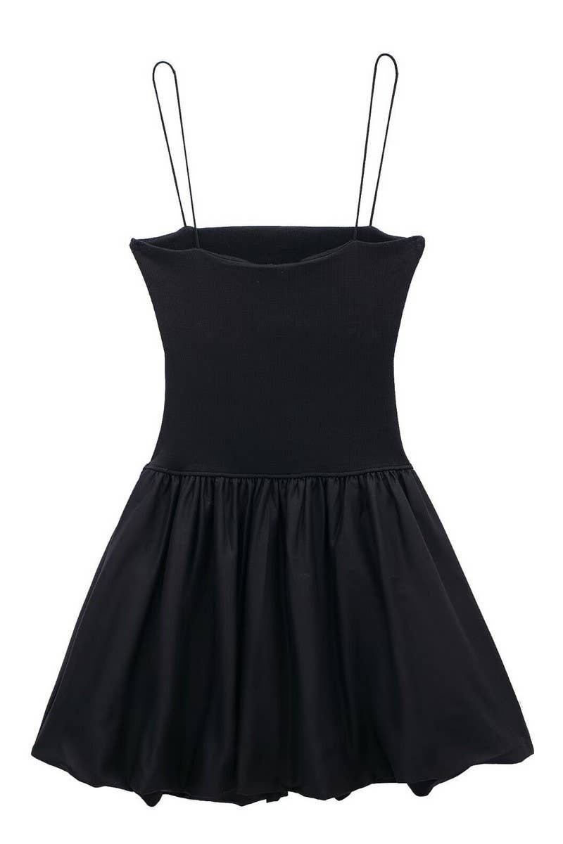 CWDSD6643_LOW-NECK SLEEVELESS SLIM-FIT SUSPENDER DRESS