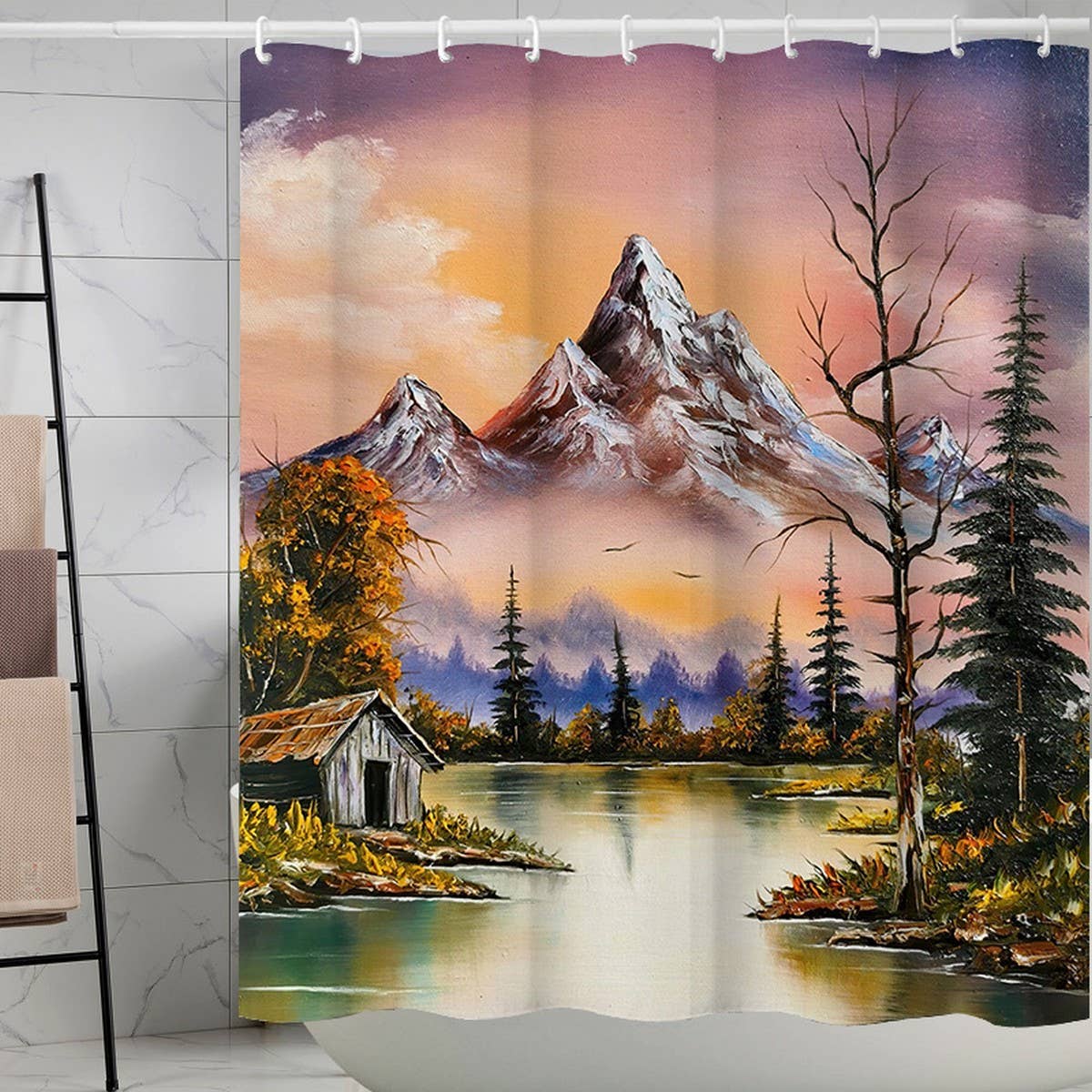 WATERFALL LANDSCAPE PRINT SHOWER CURTAIN
