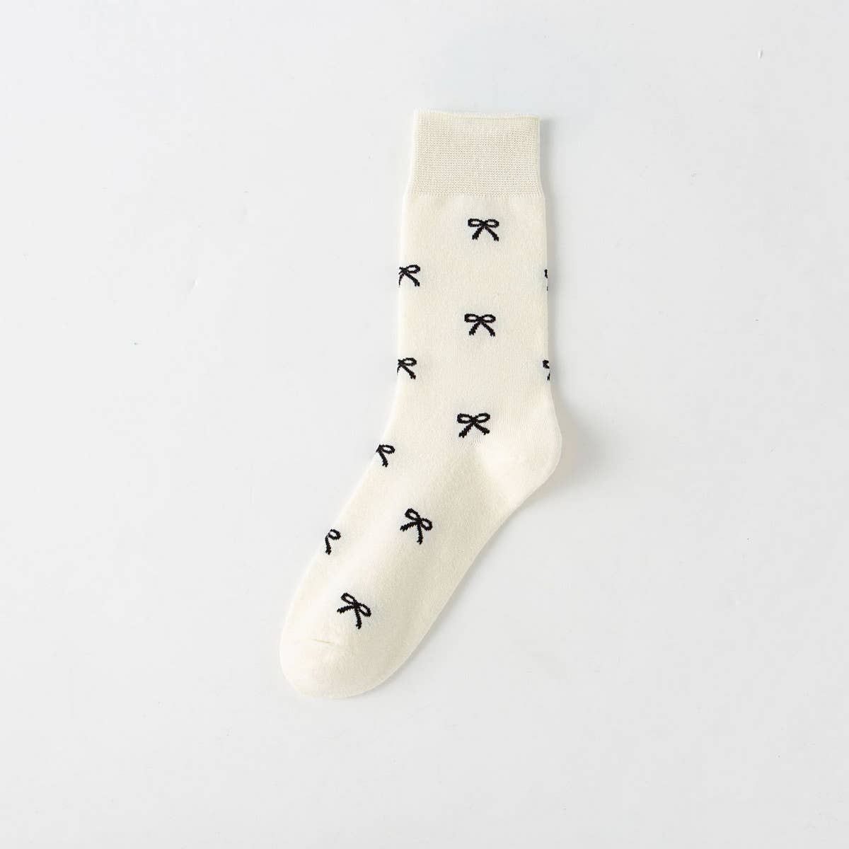 Cotton Bow Print Crew Socks