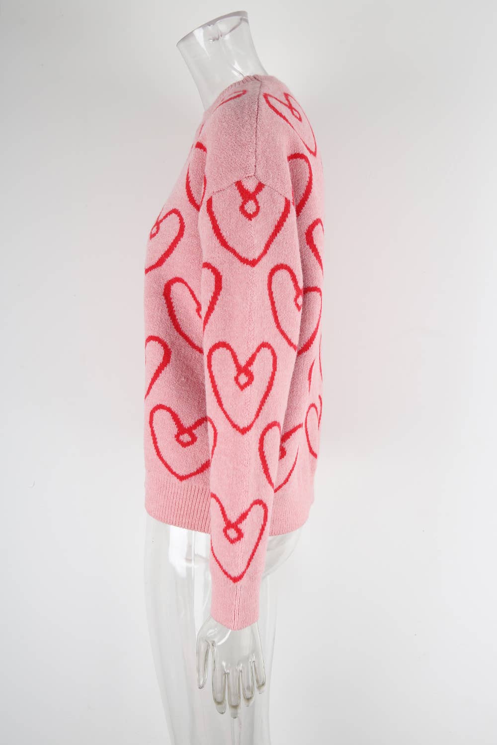 Round-neck heart-shaped color-blocking sweater