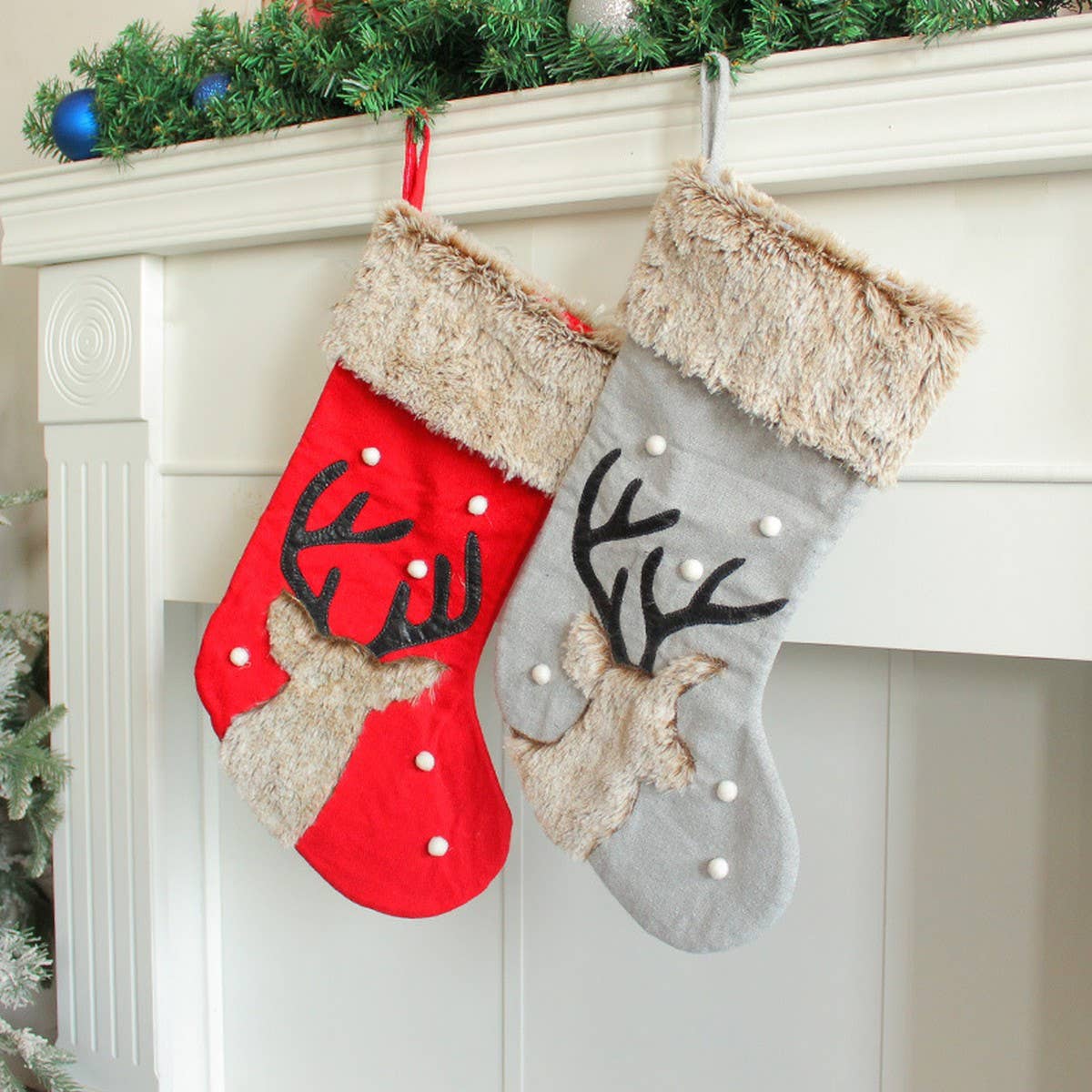 CHRISTMAS DECORATIONS CUTE DEER HEAD CANDY SOCKS