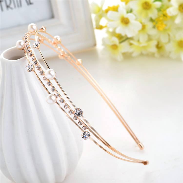 RHINESTONE SET WITH SWEET PEARL HEADBAND
