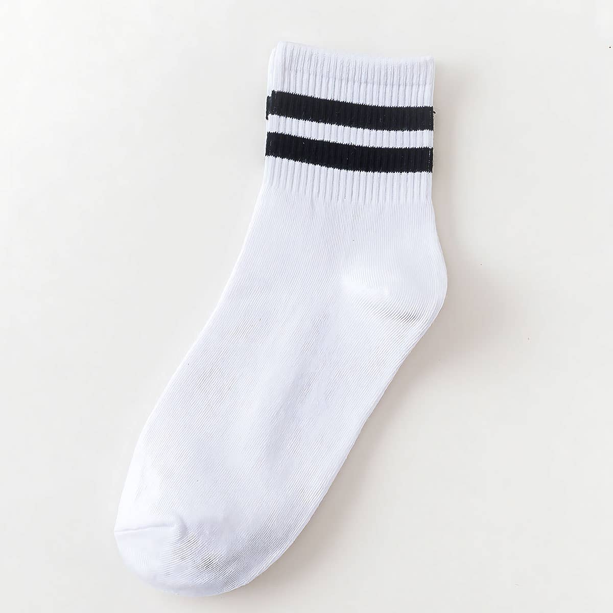 2-Stripe Cotton Mid Socks for Women, Wholesale_CWMS070