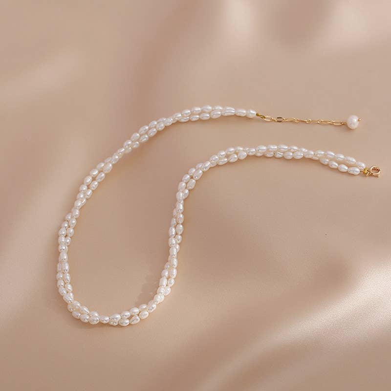 Freshwater pearl versatile pearl woven necklace