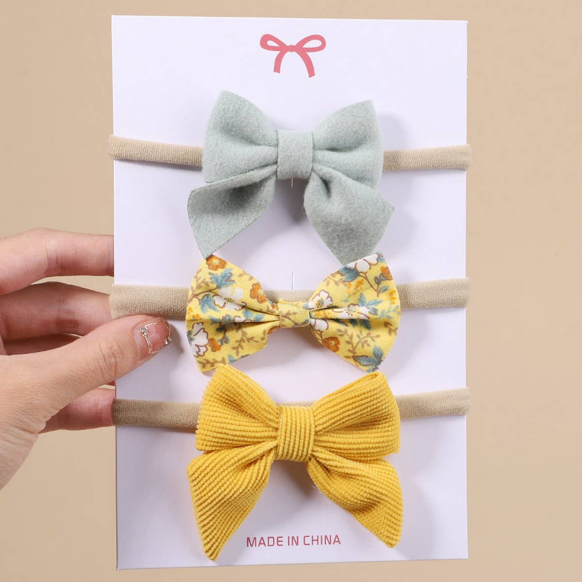 Corduroy Bow Baby Headband Set for Girls