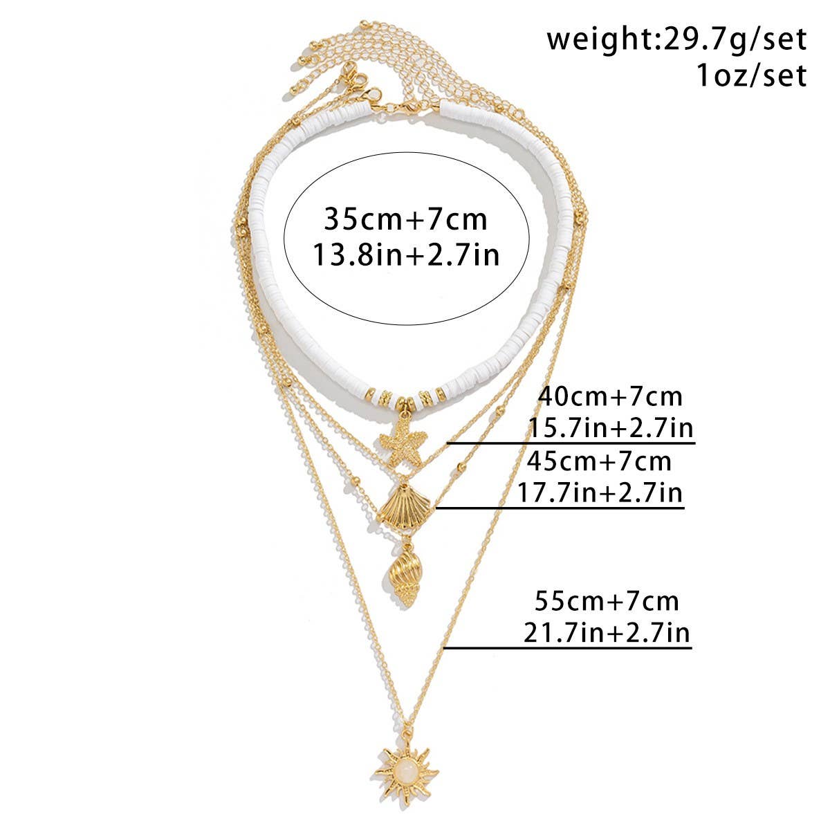 OCEAN STYLE CONCH SHELL MULTILAYER NECKLACE_CWAJE1803