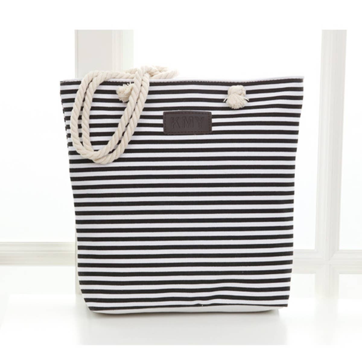 CANVAS STRIPED SHOULDER BAG TOTE BAG_CWAB1711