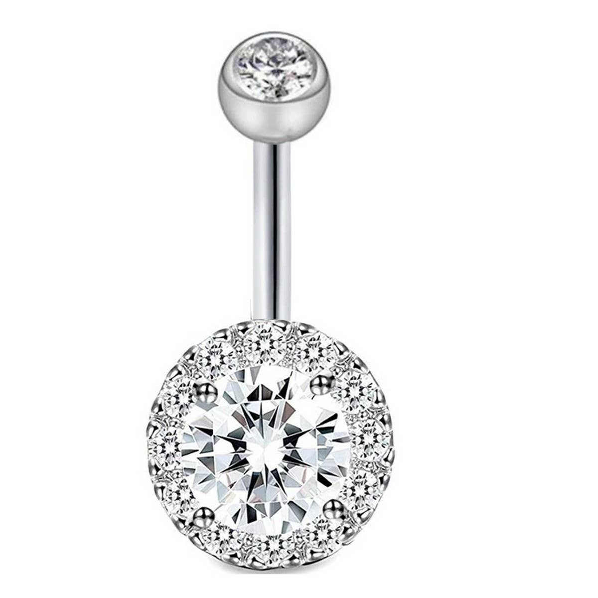 New Angel Wings CZ Belly Ring with Prong Setting