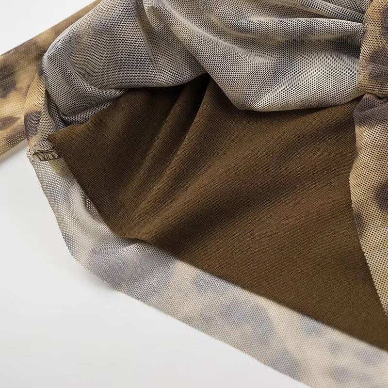 Leopard print off-the-neck and strapless top