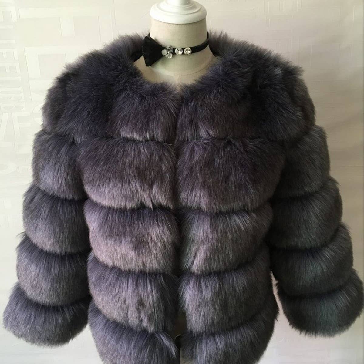 Faux Fur Short Coat for Women Long Sleeve