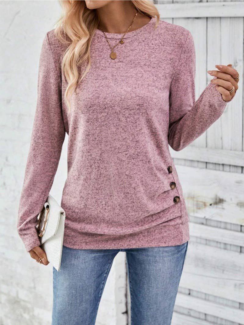 SOLID COLOR LONG-SLEEVED CUT-OUT CASUAL SHIRT