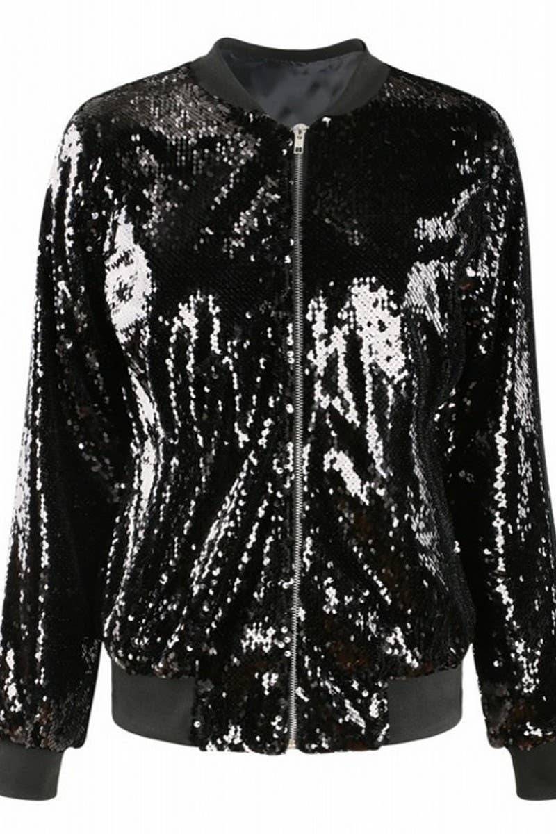CWOCO1126_SEQUINED LOOSE BEADED BASEBALL COAT