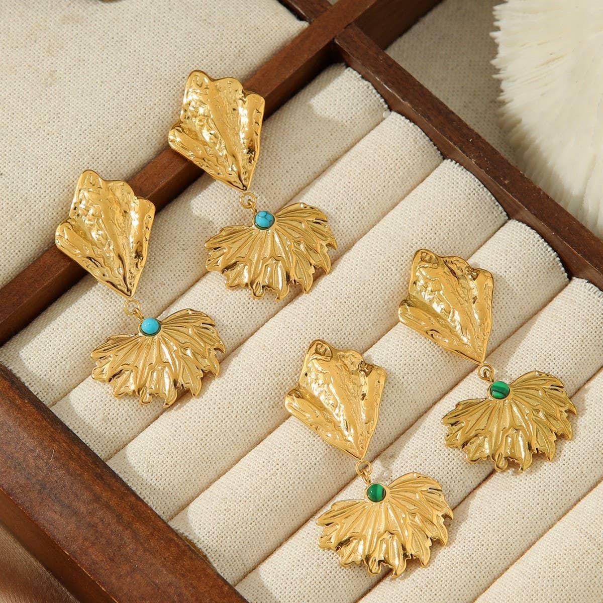 HOLLOW EARRINGS BUTTERFLY LEAF TEMPERAMENT EARRINGS