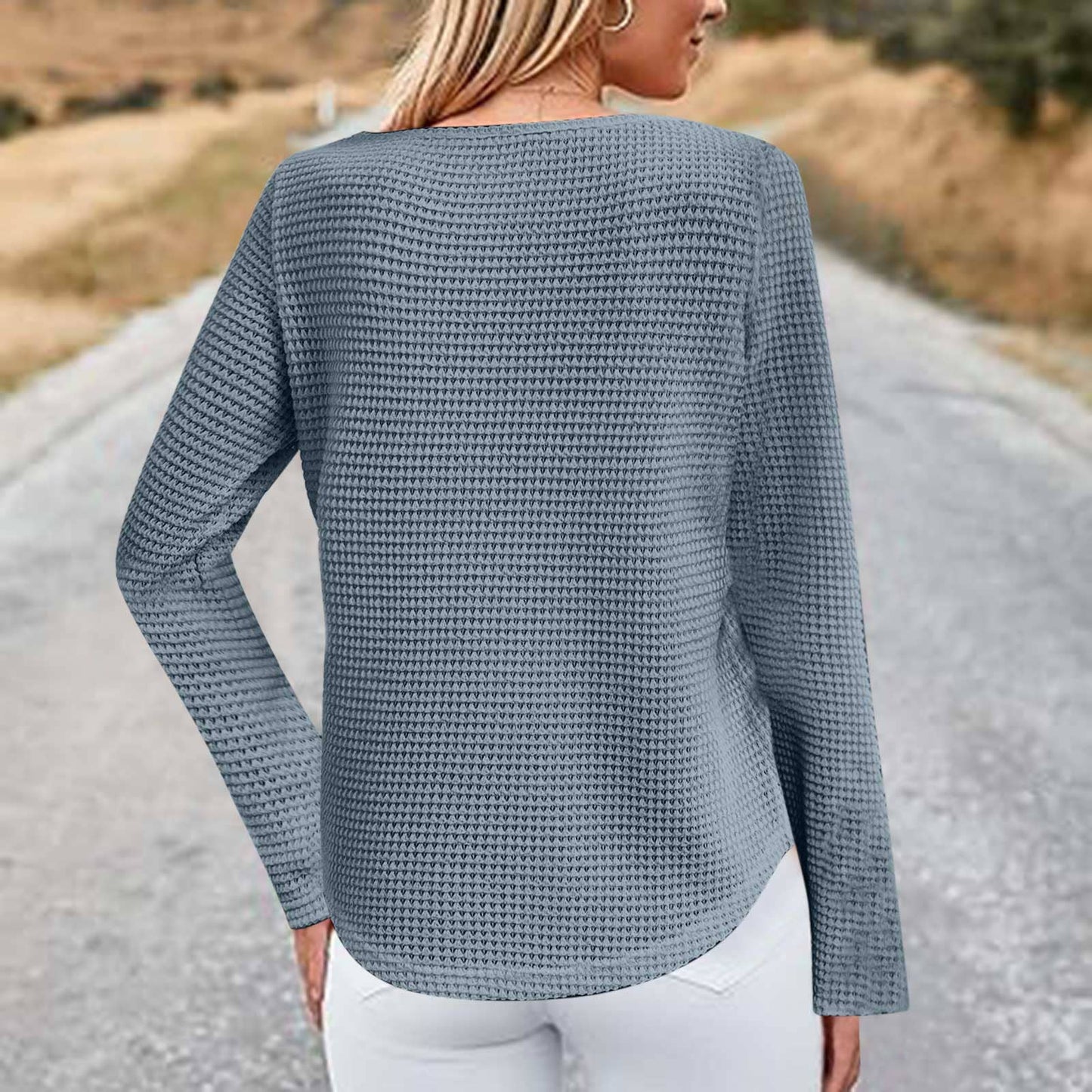 Solid-color teak lace patchwork top T-shirt