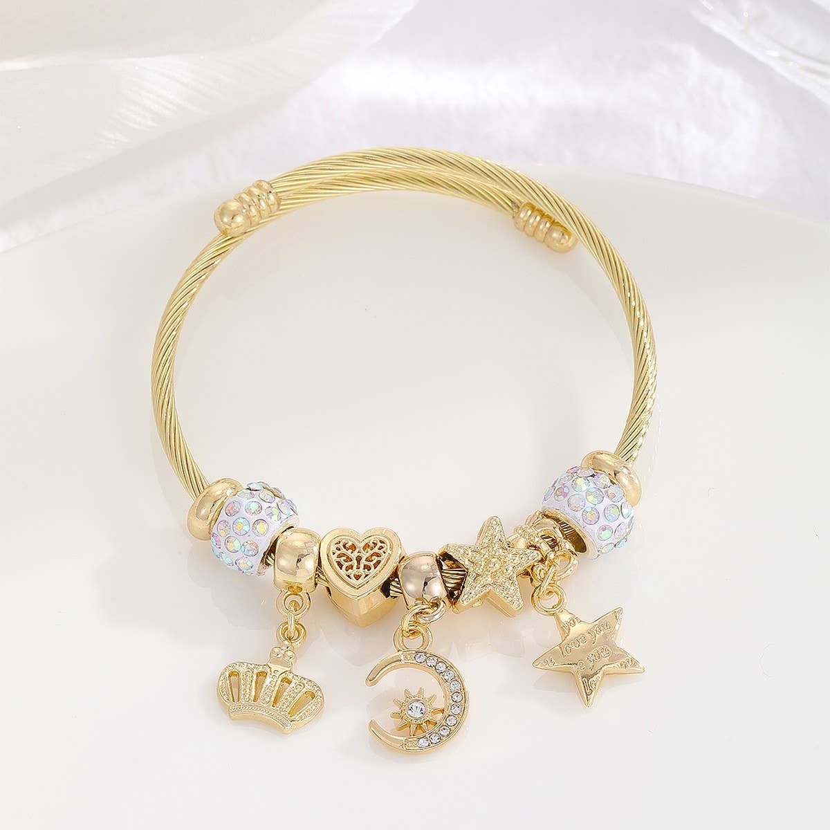 DIY Rhinestone Charm BFF Bracelet in Steel