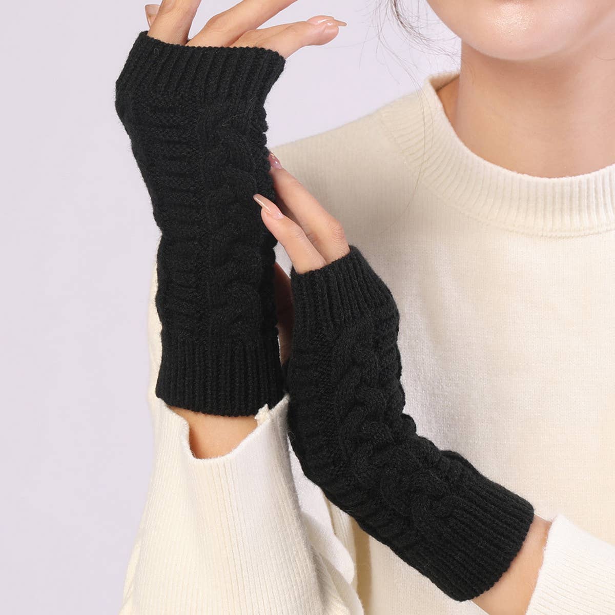 FASHION SHORT TWIST FINGERLESS GLOVES_CWAG0092