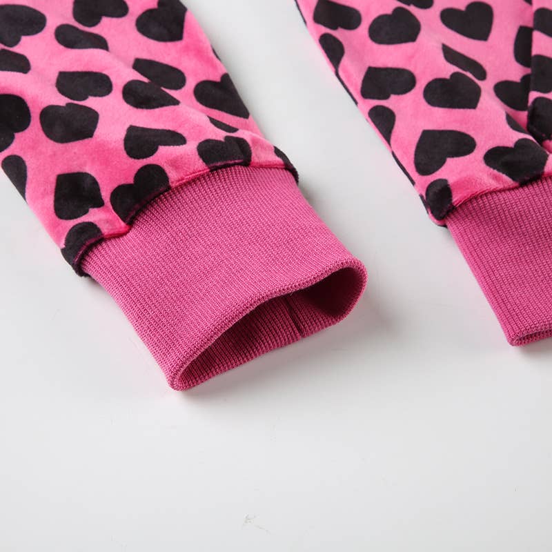 Y2K LOVE PRINTED SUEDE PERSONALITY ZIPPER HOODIE