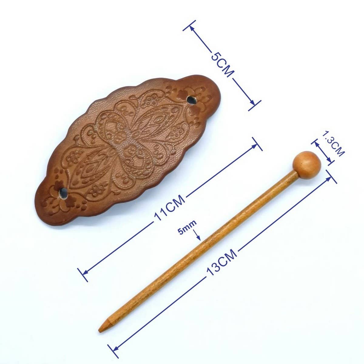 Floral Totem Painted Faux Leather Hair Stick