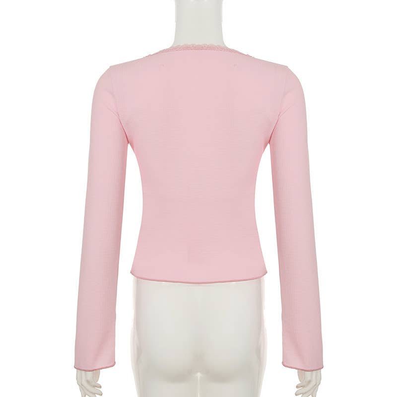 V-NECK BASE SPICE SLIM SEXY LONG SLEEVE T-SHIRT