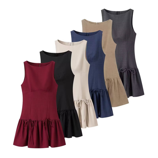 French Style Tie Waist Dress - Casual & Chic