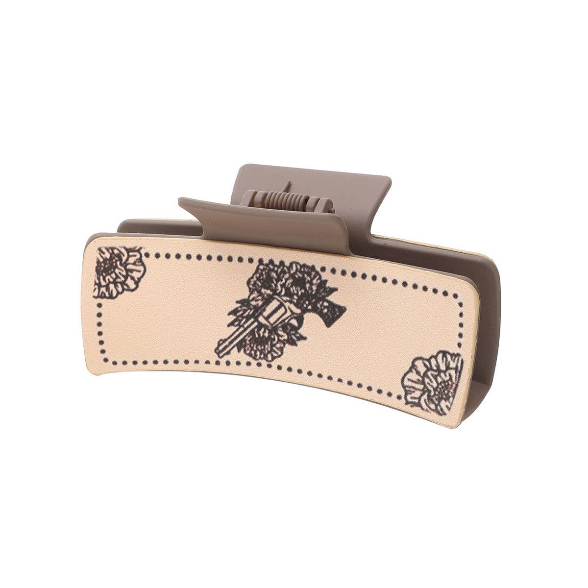 Western Bull Print Leather Hair Claw for Women