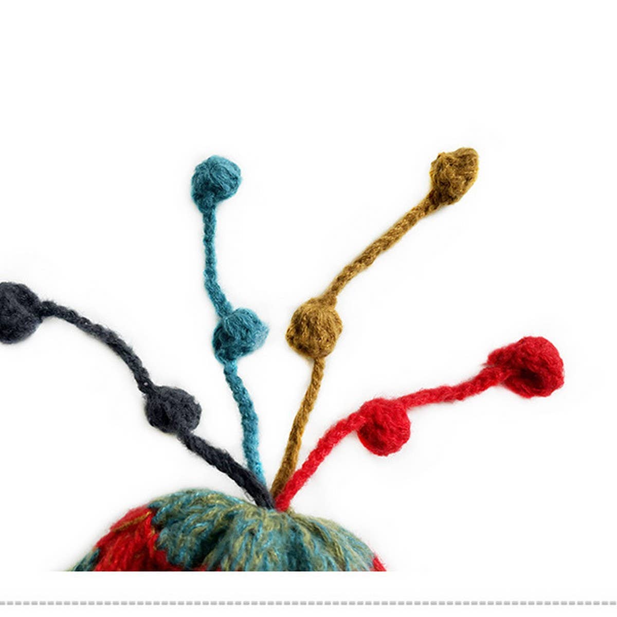 COLORFUL BALL EARFLAP LACE-UP TASSEL KNITTED HAT_CWAH2061