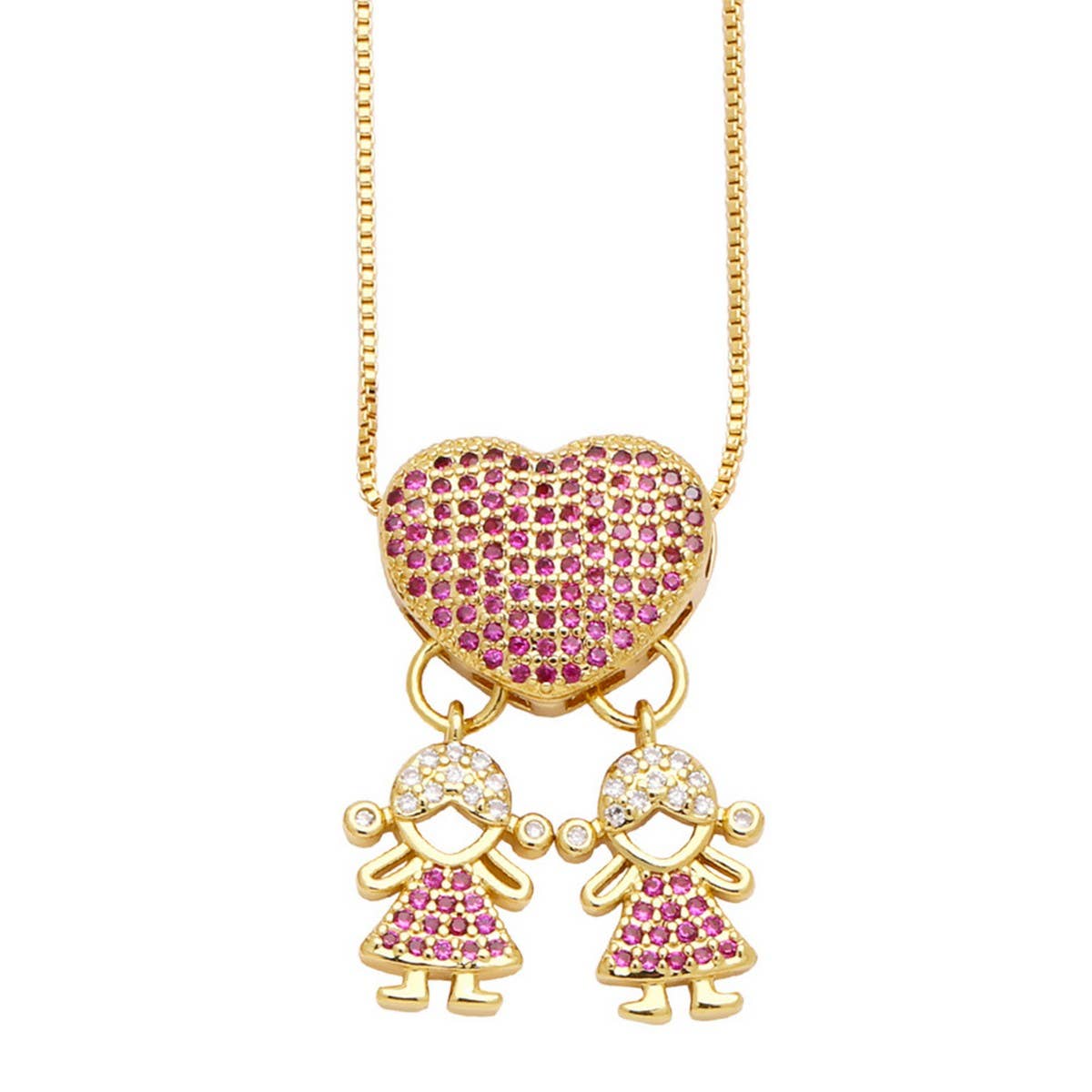 SIMPLE BOYS AND GIRL GOOD FRIENDS PENDANT NECKLACE_CWAJE0891