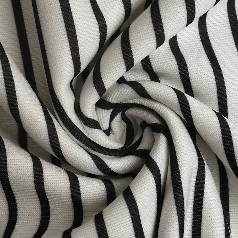 Round-neck striped patchwork fake two-piece top