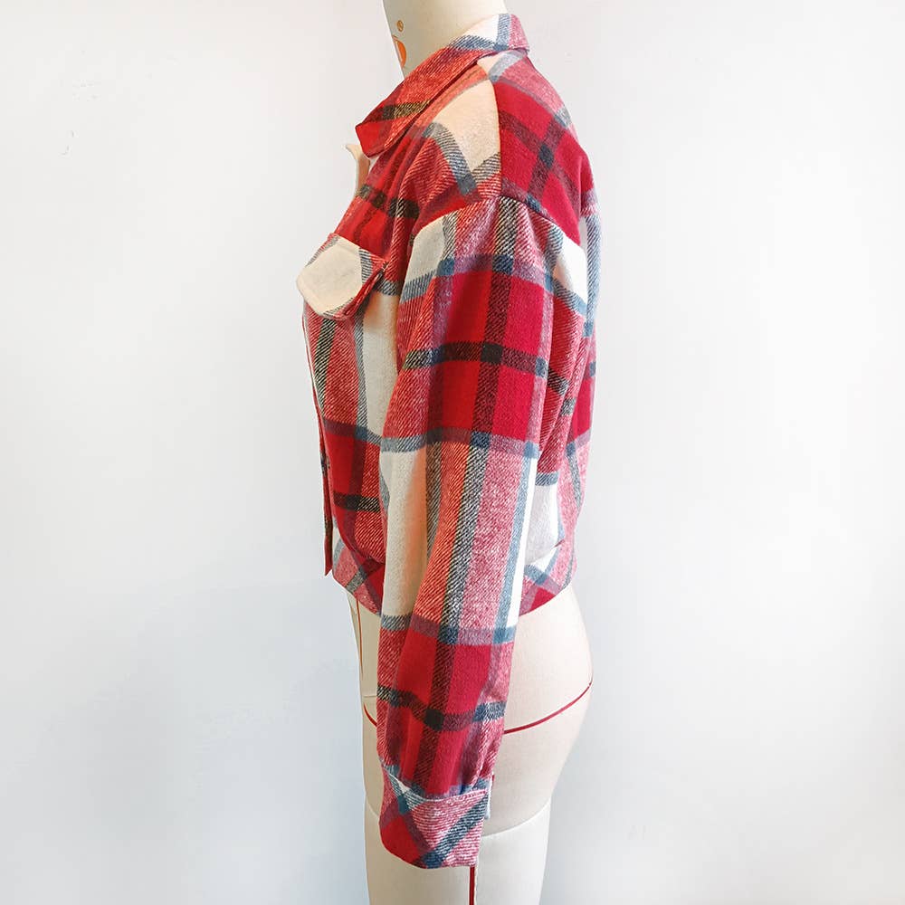 SINGLE BREASTED PLAID COAT WITH LAPEL