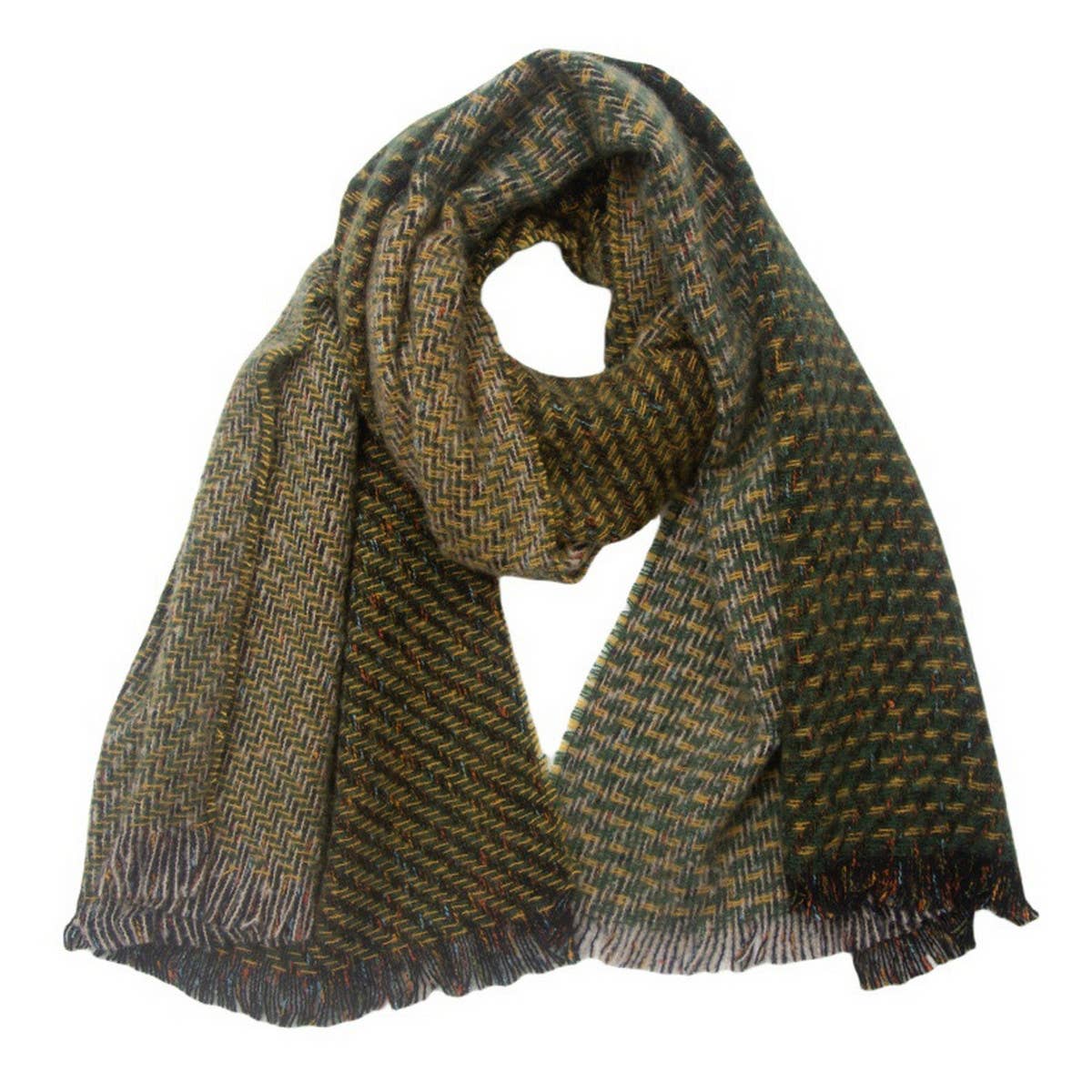 Fringe Patchwork Scarf ? Unisex Winter Shawl Wrap