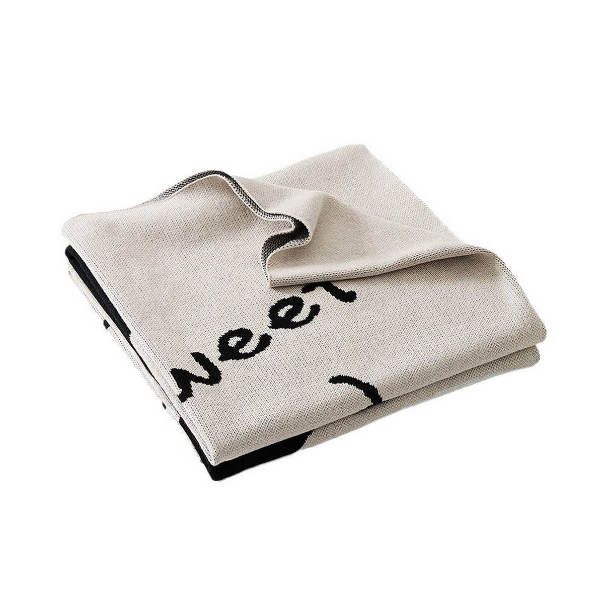 THIN COTTON CARTOON PUPPY KNITTED BLANKET