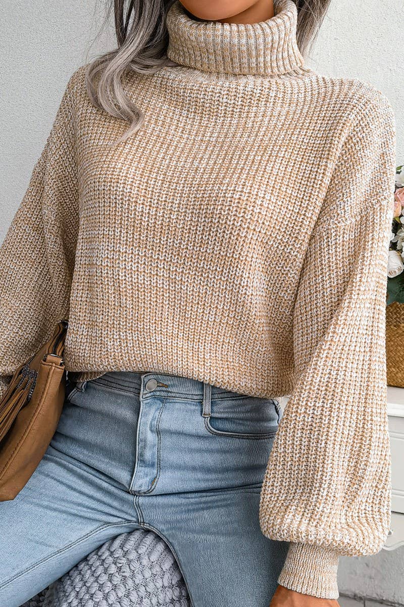 WOMEN LOOSE FIT CABLE KNITTED HIGH NECK SWEATER_CWOSWL0460